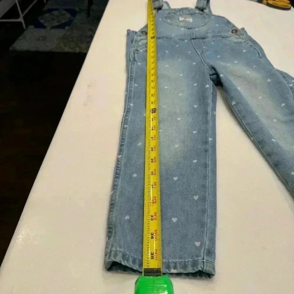 Oshkosh girls denim overall with small pink hearts size 5T